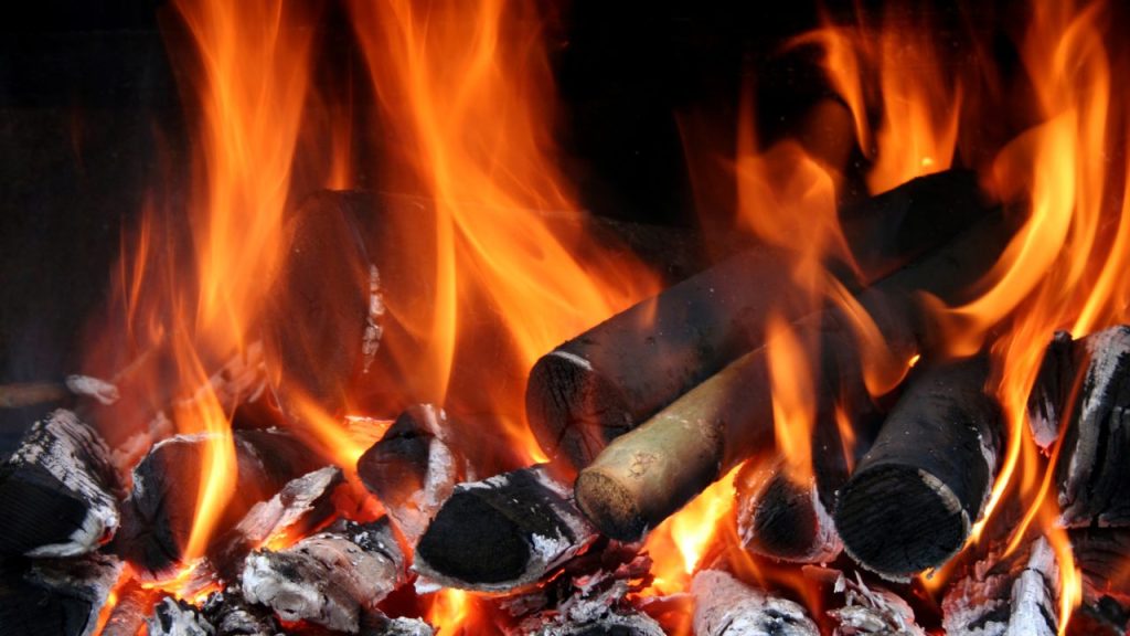 薪が燃えている様子